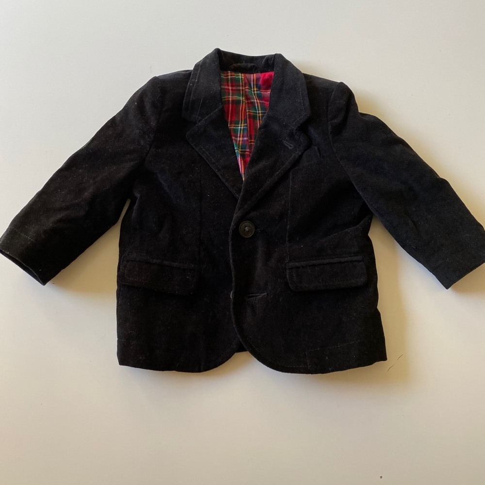 Velvet sports coat Christmas plaid suit coat 12-18